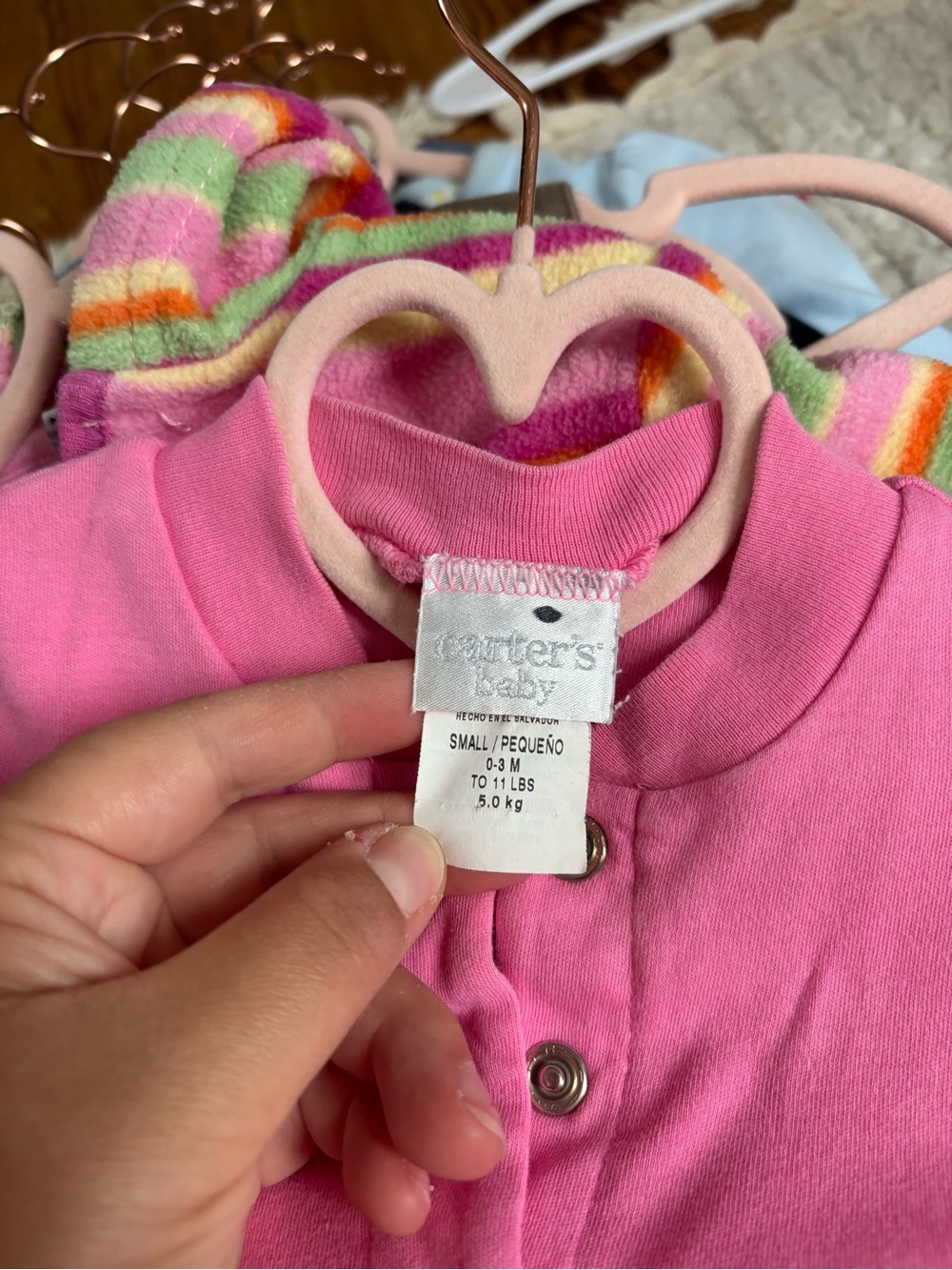 Carters Pink Baby One-Piece with Elephant and flowers - Picture 3 of 5